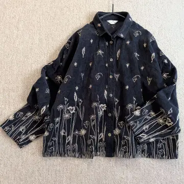 COTTON HOUSE Aya 가는 코듀로이 자수 블라우스