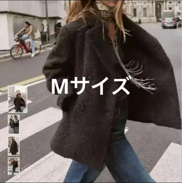 새상품 택 포함 ZARA 부클 더블 브레스트 미디 기장 코트 M