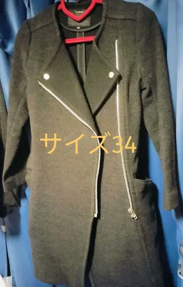 일본제 FLORENT 블랙 라이더 롱 코트 사이즈 34