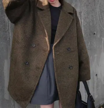 울 MIX 샤기 코쿤 코트