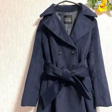 CECIL McBEE 네이비 체스터 코트 피 코트 M 스웨이드 느낌