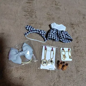 인형용 체크 무늬 의상 및 액세서리 세트 이마리용