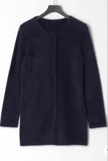 네이비 노카라 자켓 니트 퍼 스타일