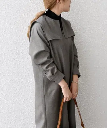 새상품급 SHIPS any 워셔블 울 라이크 세일러 카라 원피스