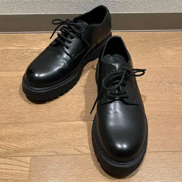 자라 페이크 레더 드레스 슈즈 인조 가죽 통굽 블랙