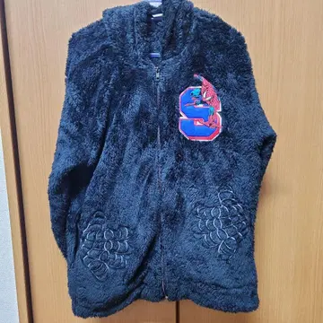 스파이더맨 자수 다크 그레이 후드티