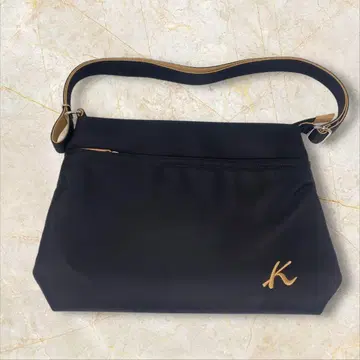 미사용 Kitamura 숄더백 K 로고 블랙 베이지 나일론