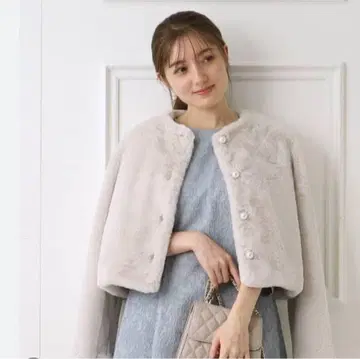 인덱스 index 인조 모피 숏코트 노카라 코트