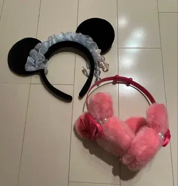 미니 머리띠와 핑크 퍼의 미니 귀마개 세트