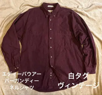 90s 에디 바우어 빈티지 버건디 플란넬 셔츠