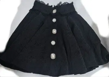 ROJITA 비쥬 버튼 부착 레이스 스커트 블랙