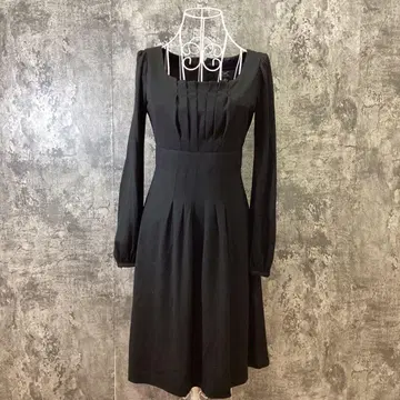 CDEC 롱 원피스 스퀘어 넥 성숙/러블리 블랙(36)