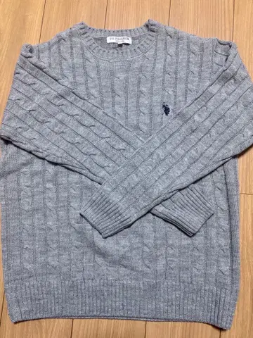 U.S. POLO ASSN. 그레이 케이블 니트 S