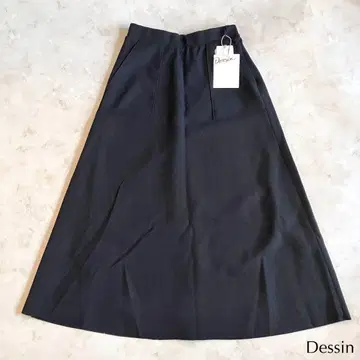 택 포함 새상품 Dessin* 멜톤 플레어 스커트 블랙 S 사이즈