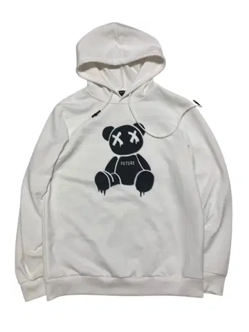 vintage 화이트 곰 그래픽 후드티 오버 사이즈 아메카지
