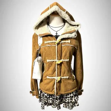 무스탕 코트 후드 부착 Y2K 모리걸 헤이세이 갸루