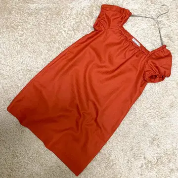 [ 고품질 ] Anatelier 퍼프 슬리브 원피스 오렌지 36