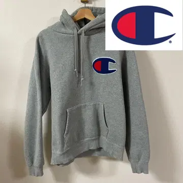 Champion 그레이 빅 로고 후드티 X-LARGE