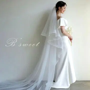 B'sweet 화이트 롱 웨딩 베일