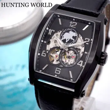 444 작동 [ 새상품급 ] 헌팅월드 자동 와인딩 시계 스켈레톤 남성용