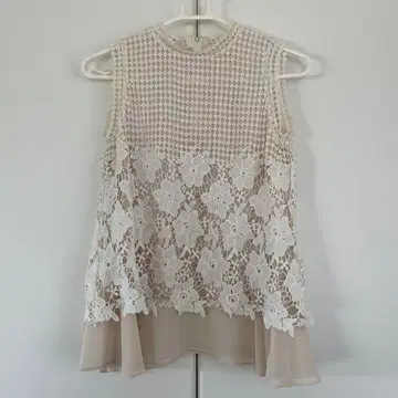 레이스 슬리브리스 상의