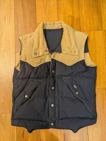 플랫 헤드 다운 베스트 퀼팅 베스트 네이비 베이지 남성용