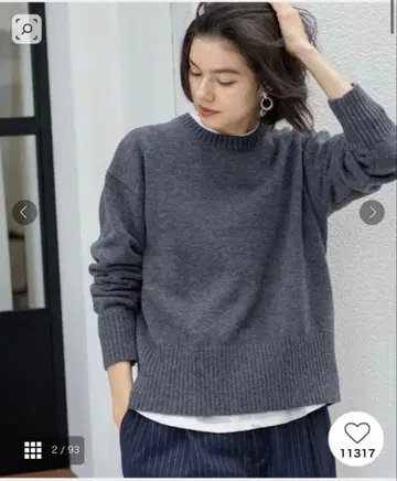 OPAQUE.CLIP 백 버튼 릴랙시 니트 그레이 M 사이즈