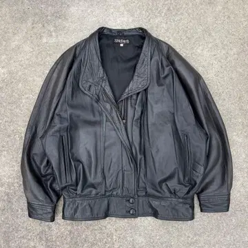 90's vintage 천연 가죽 가죽 블루종 블랙 래글런 아메카지