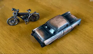 양철 완구 자동차와 자전거 2점