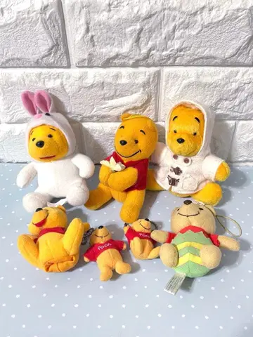 곰돌이 푸 봉제 인형 묶음 판매 7개 헤이세이 레트로 토끼 더플
