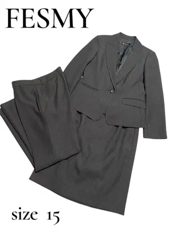 새상품급 FESMY 스트라이프 패턴 스커트 셋업 수트 빅 사이즈