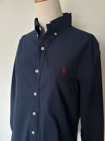 랄프 로렌 자수 네이비 버튼 다운 셔츠