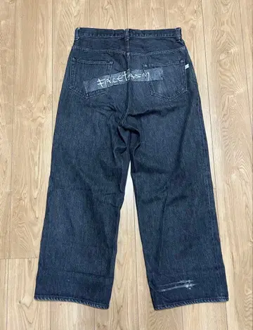 FACETASM 블랙 데님 와이드 스트레이트