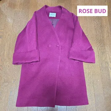 ROSE BUD 마젠타 더블 버튼 롱 코트 노카라