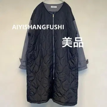 AIYISHANGFUSHI 블랙 롱 코트 여성용 아우터