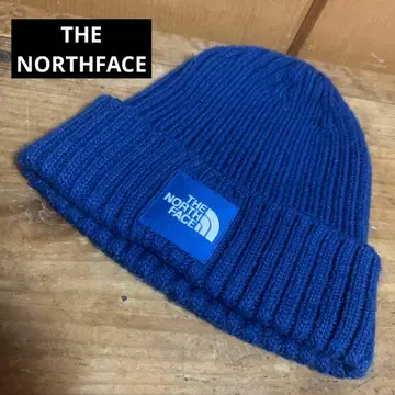 THE NORTHFACE 박스 로고 블루 니트 모자