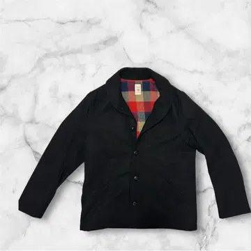 블랙 체크 무늬 안감 9 사이즈 피 코트