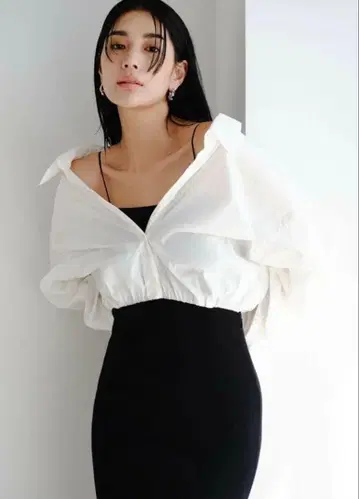 착용 횟수 1회 FRAY I.D 컴비 니트 원피스