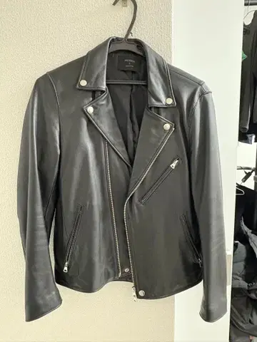 STUDIOUS 블랙 더블 라이더 자켓