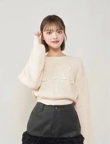 Darich 로고 와플 니트탑