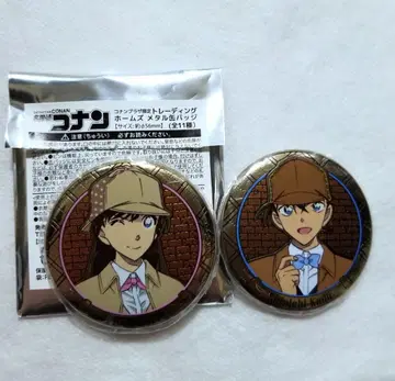 코난 플라자 홈즈 메탈 캔뱃지 란&신이치