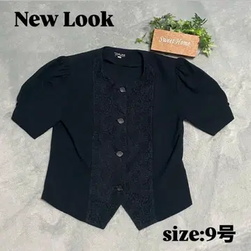 [ New Look ] 뉴룩 ( 9호 ) 레이스 디자인 블랙 반팔 셔츠