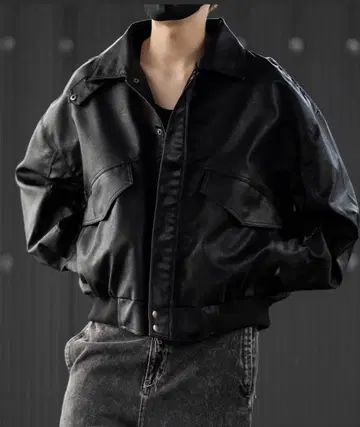 빈티지 디자인 블루종 인조 가죽 블루종 가죽 자켓