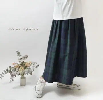 슬로우 스퀘어 린넨 100% 플리츠 스커트