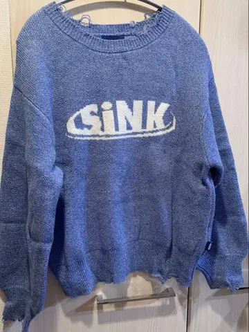 SiNK kotohayokozawa 데미지 니트 파랑