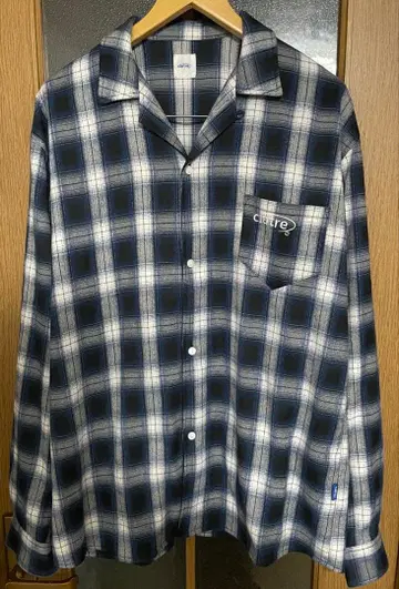 ciatre 옴브레 체크 오픈 카라 셔츠 L