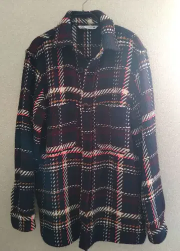 ZARA 네온 체크 셔츠 자켓 네이비 M