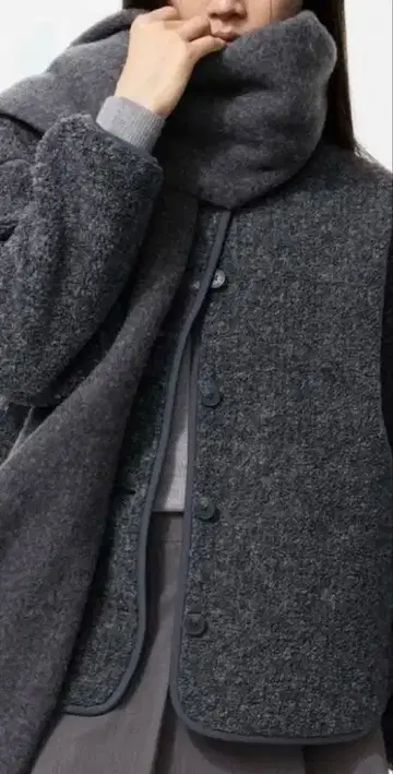 보아 플리스 릴랙스 가디건 M 그레이