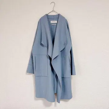 ZARA 울 혼방 드레이프 코트 블루 계열 XS 루즈한 사이즈