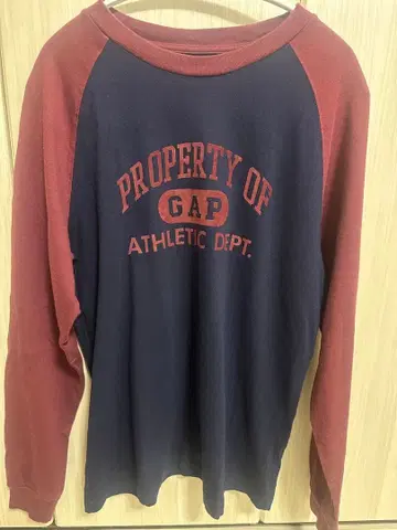 GAP 롱 슬리브 티셔츠 S 네이비/버건디 래글런